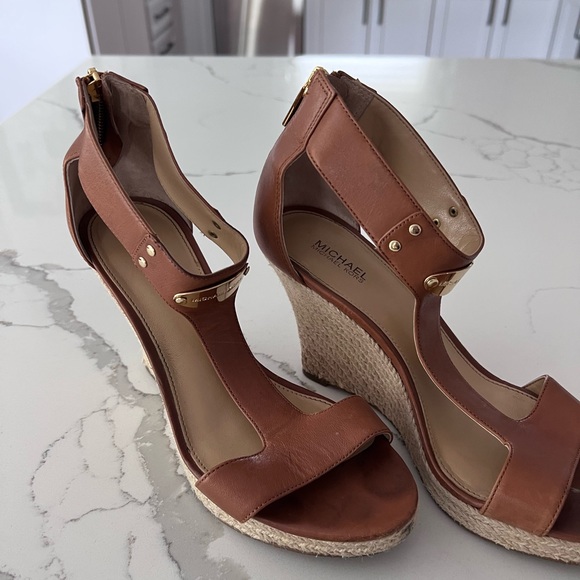 Michael Kors Brown Leather Wedges - Picture 2 of 3